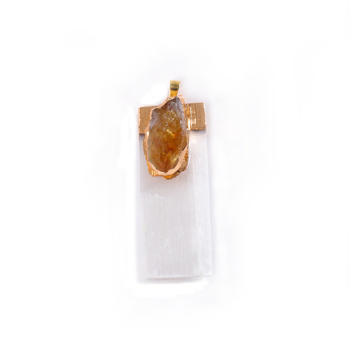 Natural plaster inlaid crystal gemstone pendant foreign trade jewelry irregular crystal raw stone necklace pendant cross-border