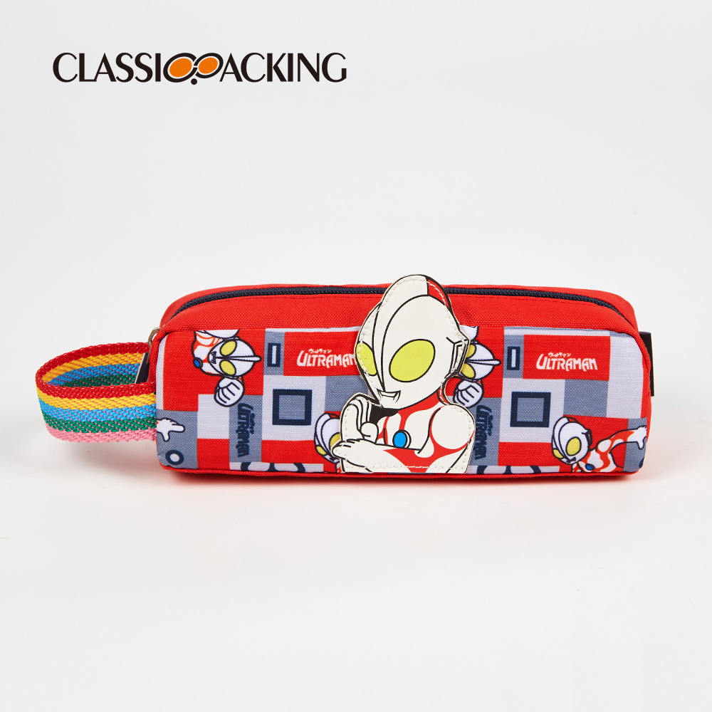 Bolsa de papelería al por mayor de fábrica de dibujos animados Ultraman caja de lápiz de gran capacidad