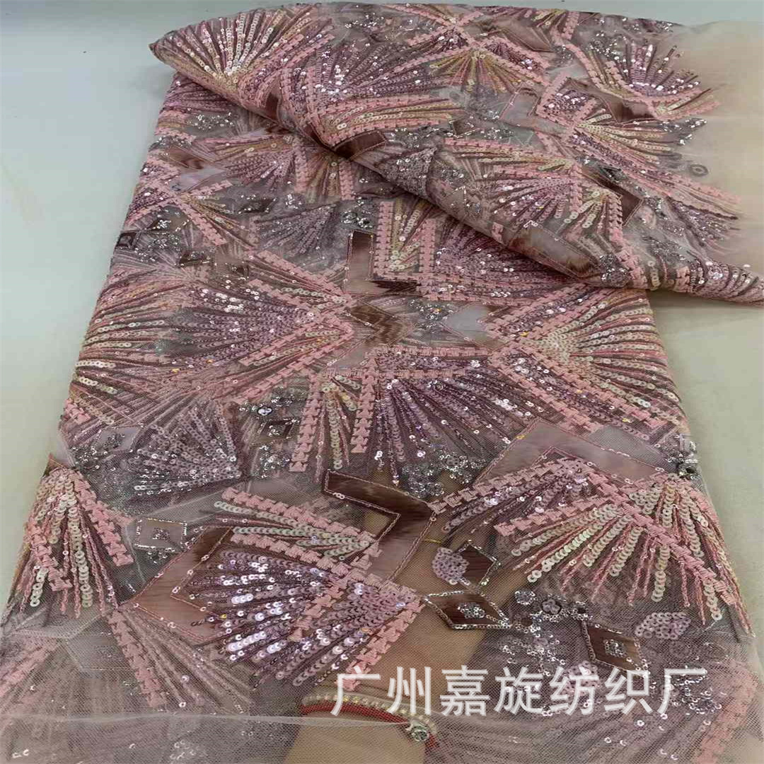 Tela de bordado láser de verano, multicolor, con forma de rayo geométrico, encaje africano con lentejuelas, encaje europeo y americano para vestidos, tela de bordado.