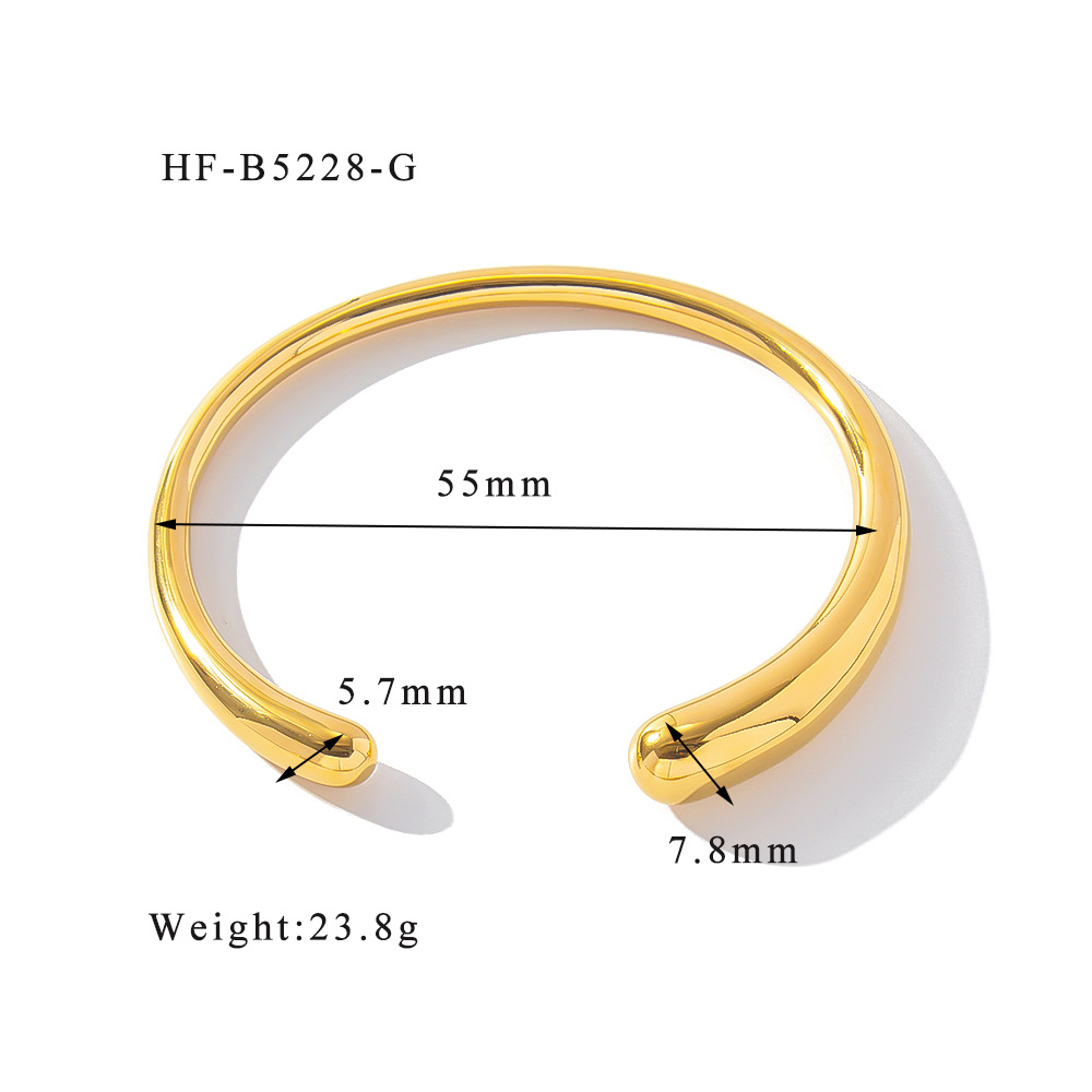 Europa y América INS simple y versátil acero de titanio minimalista simple gota de agua brillante brazalete abierto de 18K no se desvanece