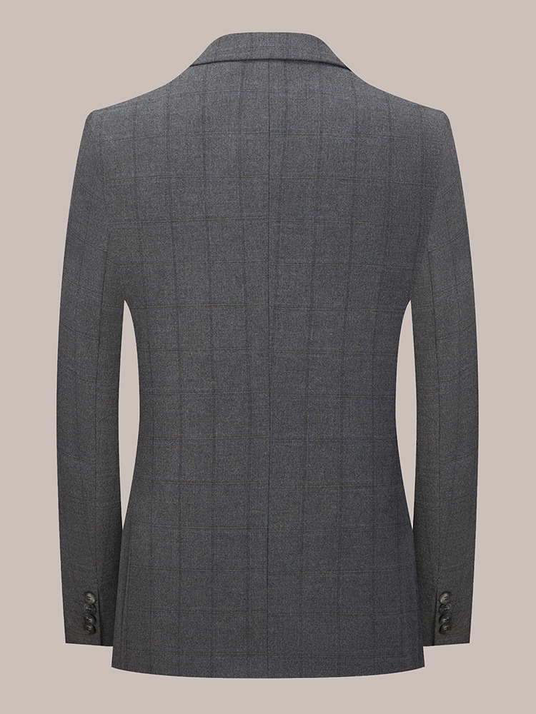 2025 nuevo traje de marca de alta gama para hombres tres piezas ligero de negocios casual coreano traje de novio a cuadros