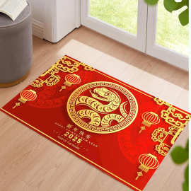 2025蛇年水晶绒印花婚庆红色门垫玄关垫子进门口脚垫结婚喜庆用品