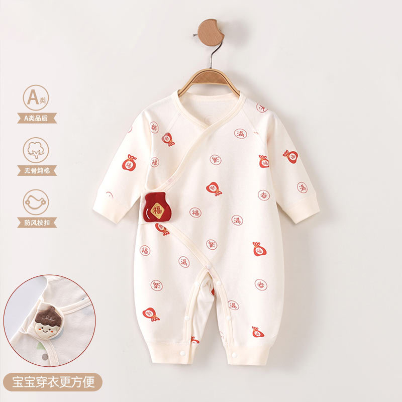 新生婴幼儿长袖纯棉连体蝴蝶衣爬服新款韩版哈衣男女宝宝婴儿衣服