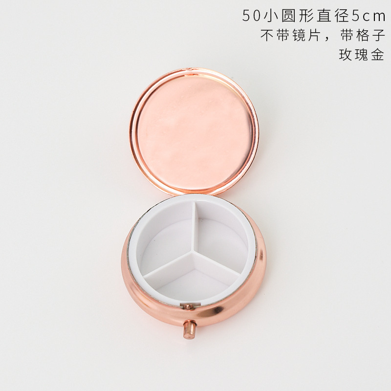 丸い三格の金属の薬の箱の小さい鏡の多格のハート型の四角形は携帯して簡単な錠剤の箱の創意のキャンディーを持ちます。|undefined
