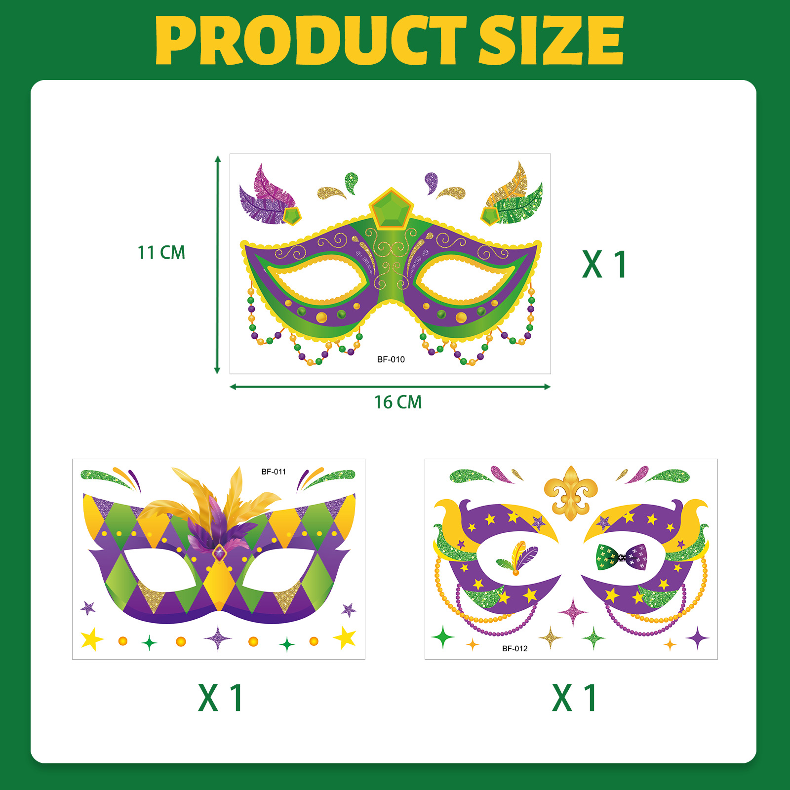 Tatuajes Temporales Faciales para Carnaval Papel de Transferencia de Agua para Fiesta de Disfraces