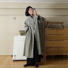2025秋新品立领长款廓形风衣女韩版休闲高级感宽松外套