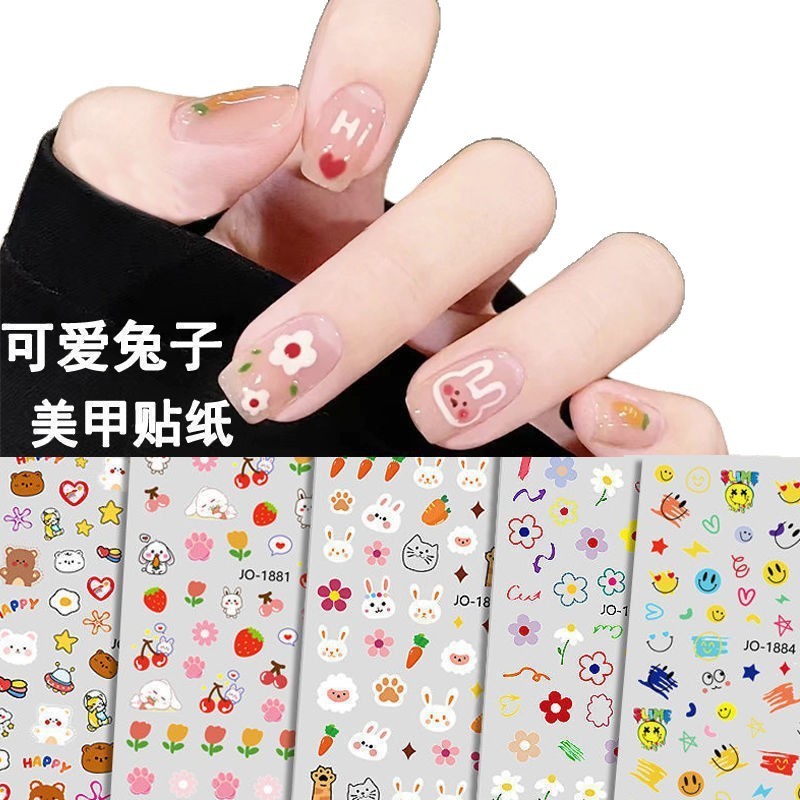 儿童卡通指甲贴公主宝宝防水美甲贴花小孩玩具小兔子背胶美甲贴纸|undefined