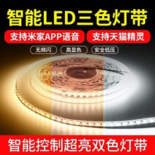 二合一三色无极调光LED低压软灯带超密2835双色温变光智能灯带