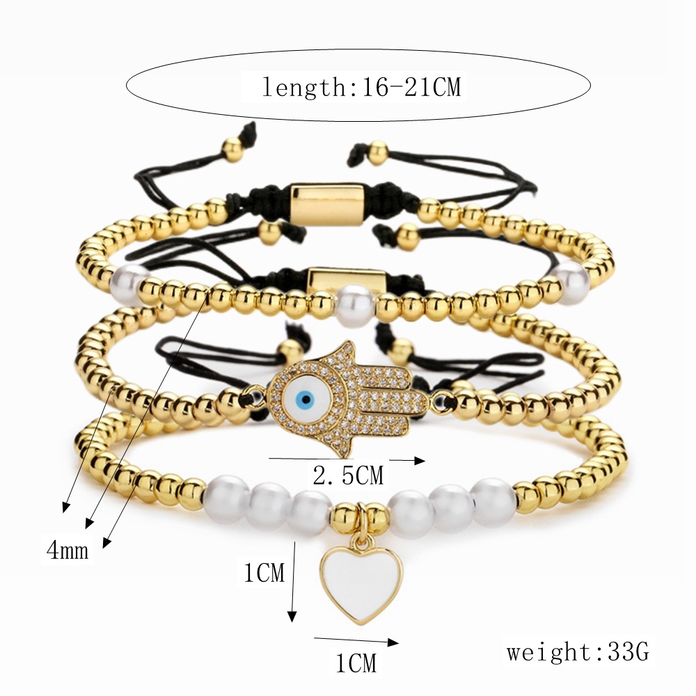 Simple Style Devilu0027S Eye Heart Shape Copper Inlay Zircon Bracelets 1 Piece