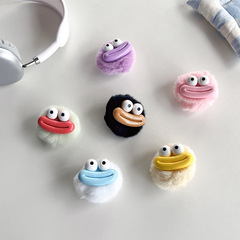 Ins-style fluffy funny big-eyed hair ball phone airbag stand back adhesive portable retractable desktop stand