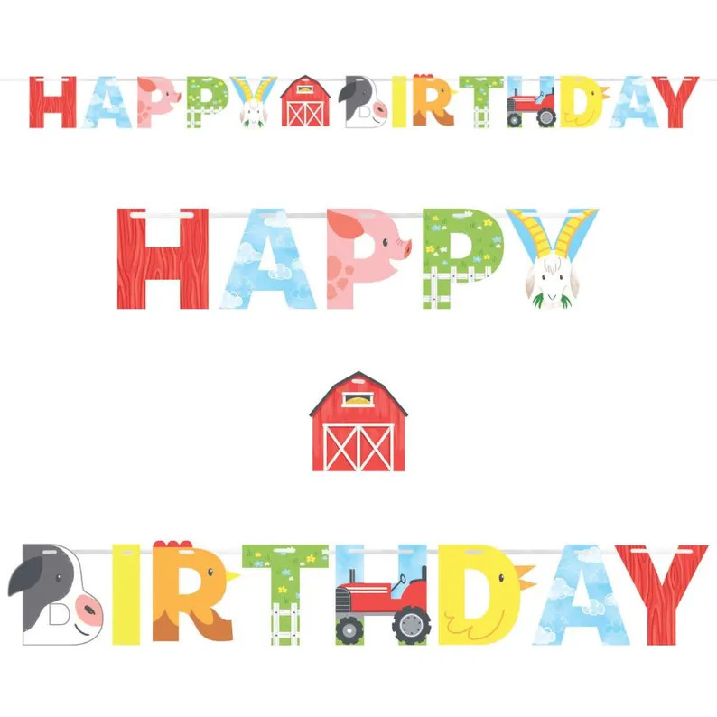 新款农场主题生日拉旗生日派对主题派对场地背景装饰景饰用品|undefined