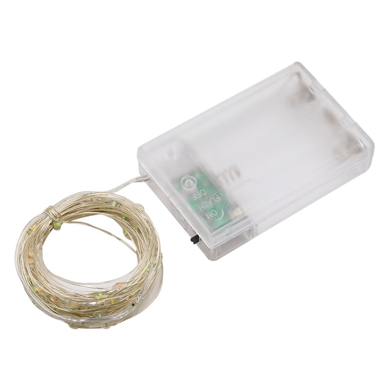 Tira de luces LED de alambre de cobre, luces pequeñas y coloridas, bola ondulante, caja de batería, luces de cadena de alambre de cobre, luces decorativas de cadena USB para Navidad, luces de cadena decorativas para el hogar