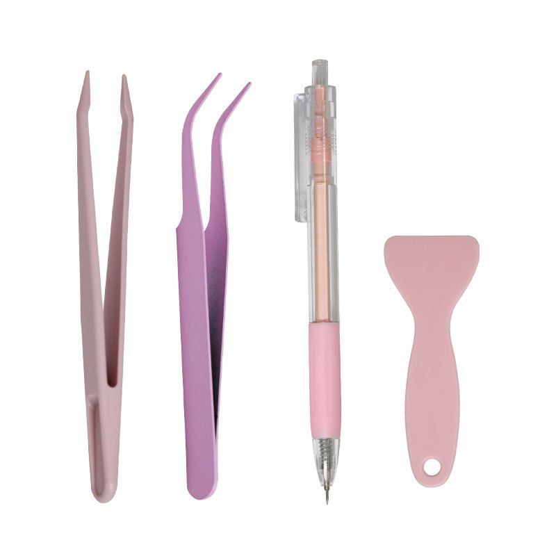 手账塑料小铲子手账工具套装全套粉色塑料镊子手账贴纸工具刮刀