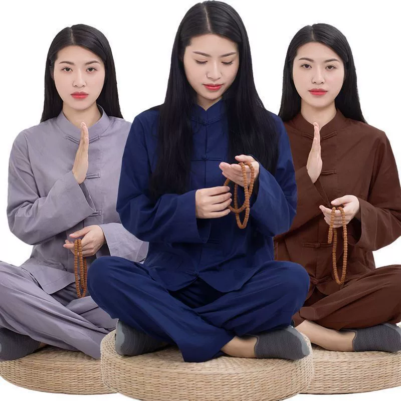 Буддийская одежда из натурального хлопка и льна, женские костюмы, весенняя, летняя и осенняя одежда для медитации и медитации в китайском стиле, буддийская одежда