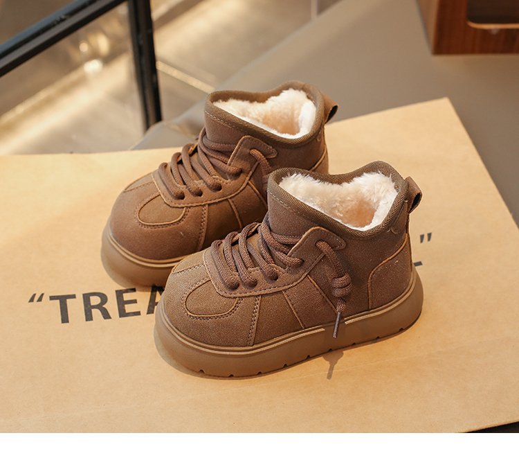 Girls' Snow Boots 2025 Winter New Children's Cotton Shoes Kapibara Big Toe Fleece Lined Thickened Parent-Child Loafers_voghion.com