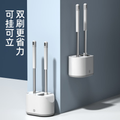 衛浴雙用馬桶刷硅膠硬毛刷創意雙刷頭家用清潔用品套裝一件代發