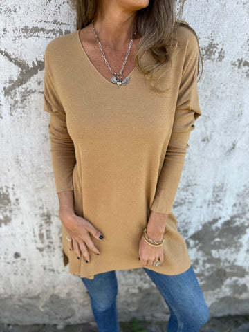 Foreign Trade European American Cross-Border Independent Site 2026 Spring And Autumn Solid Color V-Neck Knit_ecoleips.com