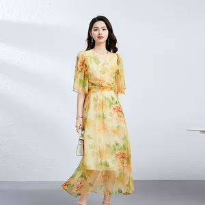 真丝桑蚕丝连衣裙2025夏仙气裙子质感高级感度假风长裙海边氛围感