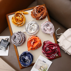 Summer Cashew Flower Versatile 70 Small Square Scarves, Silk-like Women's Children's Day Gift Decorative Neck Scarves FJ028