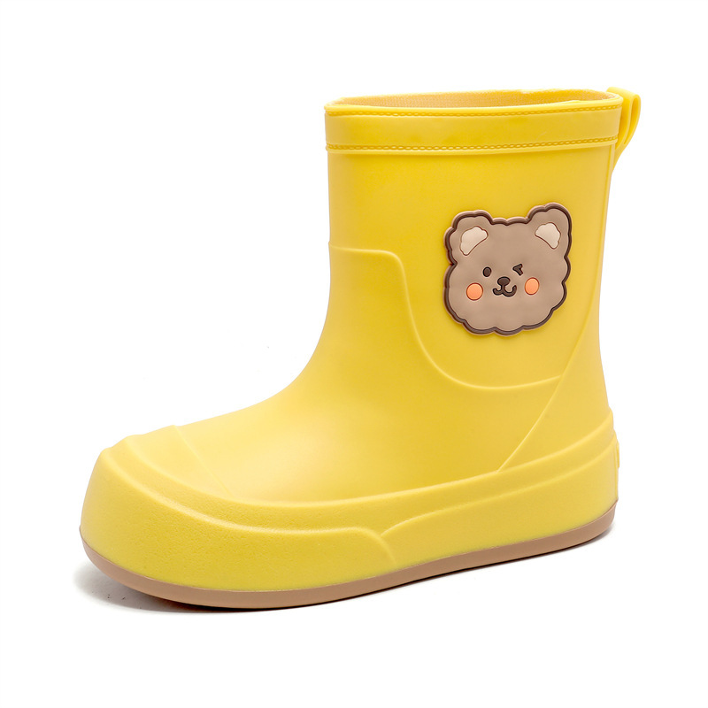 かわいいファッションの新しい雨靴の屋外の靴とベルベットの保温中筒防水雨靴熊の軽い雨靴|undefined