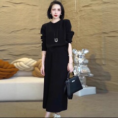 时尚套装裙女2025秋季新款时髦宽松显瘦针织上衣半身裙洋气两件套