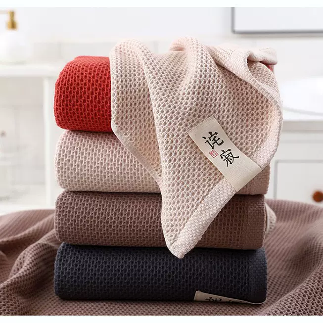 跨境蜂窝纯棉浴巾吸水方巾酒店风日式毛巾全棉简约沙滩巾批发家居