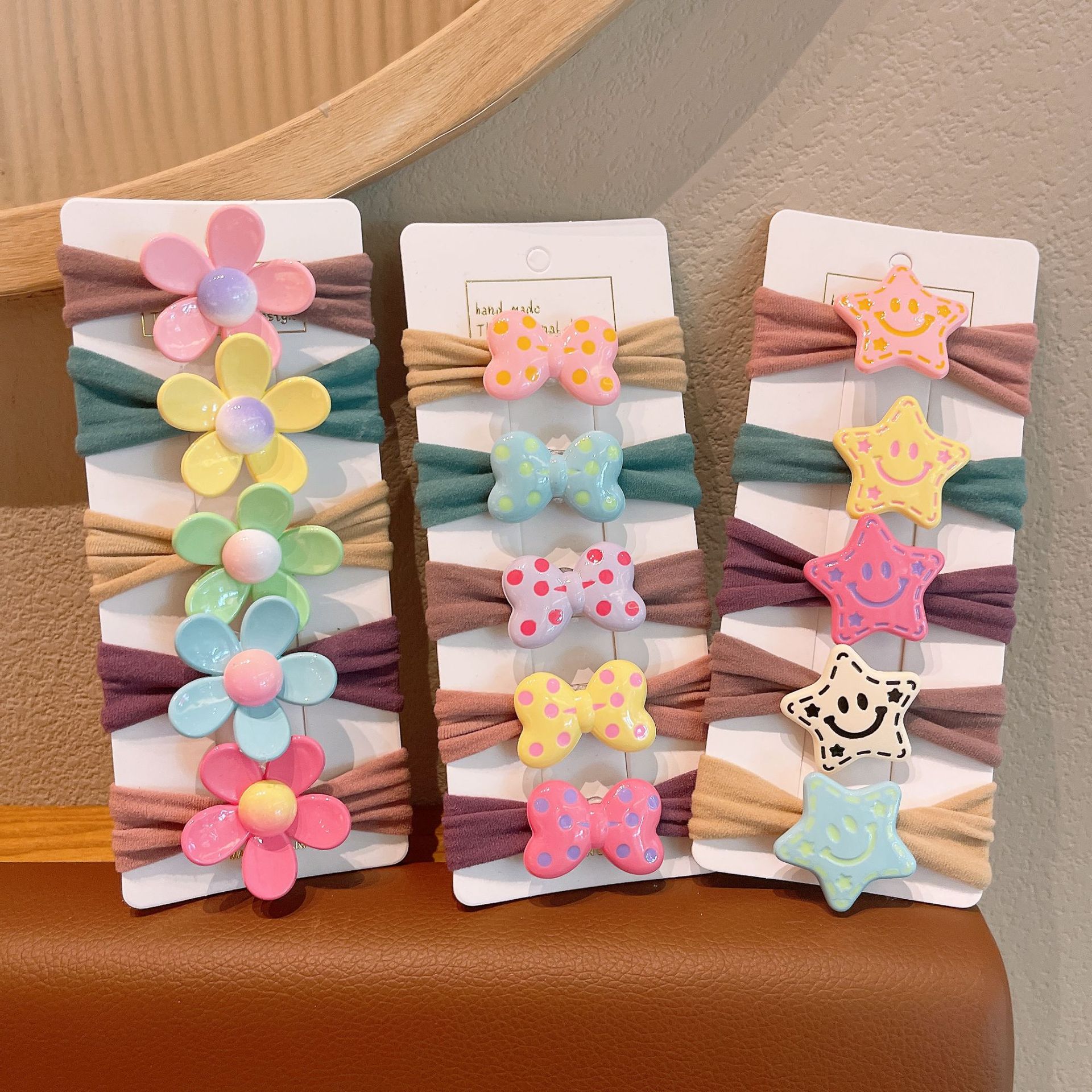 Niños arco ondulado punto ancho anillo de cabello chicas estrellas correa de cabello chicas no lastimas correa de cabello atado correa de cabello adornamiento para el cabello