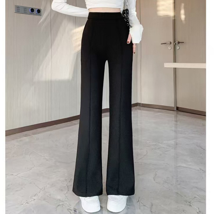 Spring, Autumn, and Summer New Style Black High-Waisted Slimming Drapey Flared Pants High-Waisted Slim-Fit Pencil Pants Wholesale