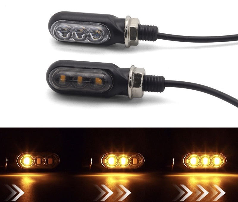 Motorcycle Accessories Modified Universal Plastic 12V Mini 3Led Sequential Water Flow Turn Signal Indicator