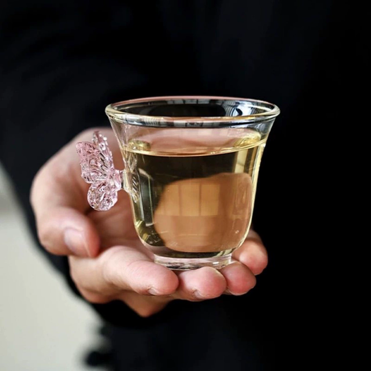 Стеклянный杯 cup? high temperature resistant glass cup butterfly cup teacup pink butterfly purple butterfly green teacup water cup romantic healthy drinking water