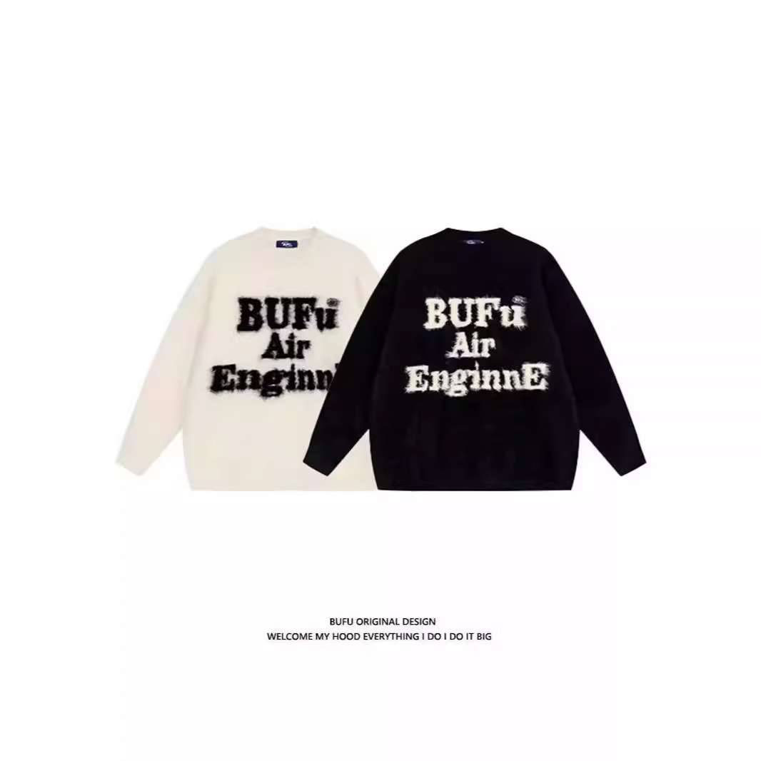 Pull brodé de lettres américaines pour hommes automne et hiver, nouveau tricot ample à la mode chinoise chic_voghion.com