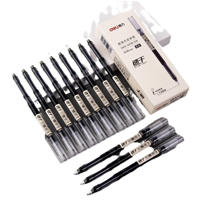 Deli bolígrafo negro 0,38mm líquido recto S865 estudiante examen pluma firma pluma gel pluma negro agua pluma