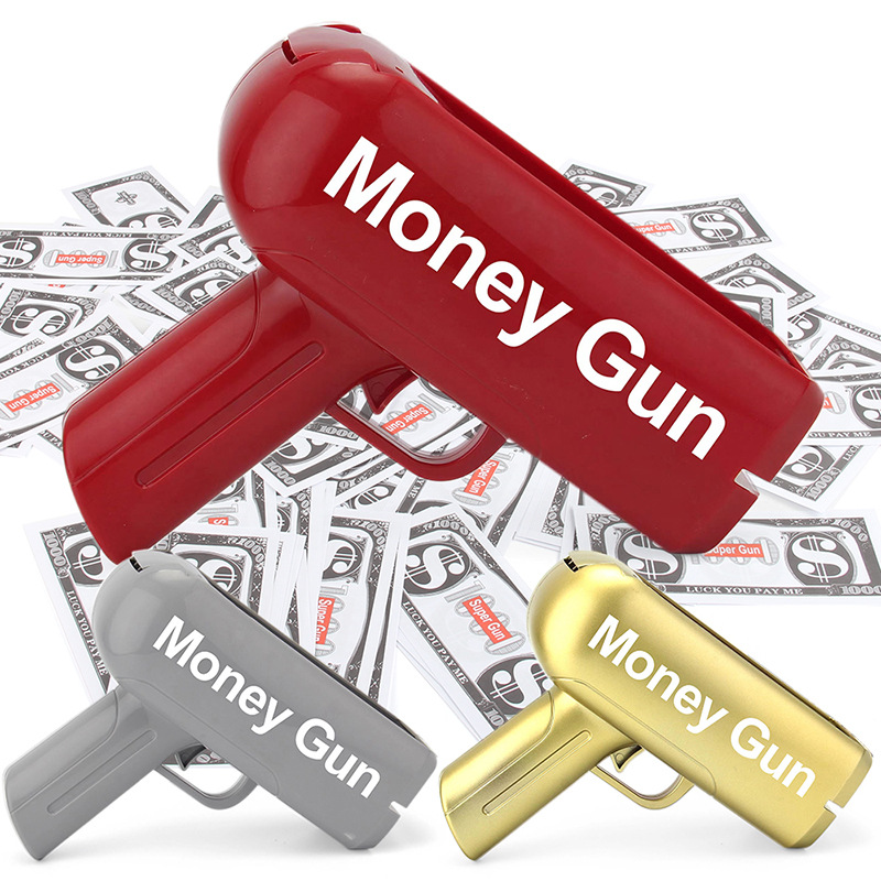 Nuevo oro eléctrico pistolas de pulverización de dinero MoneyGun pistolas de pulverización de dinero juguetes pistolas de billetes pistolas de juguetes