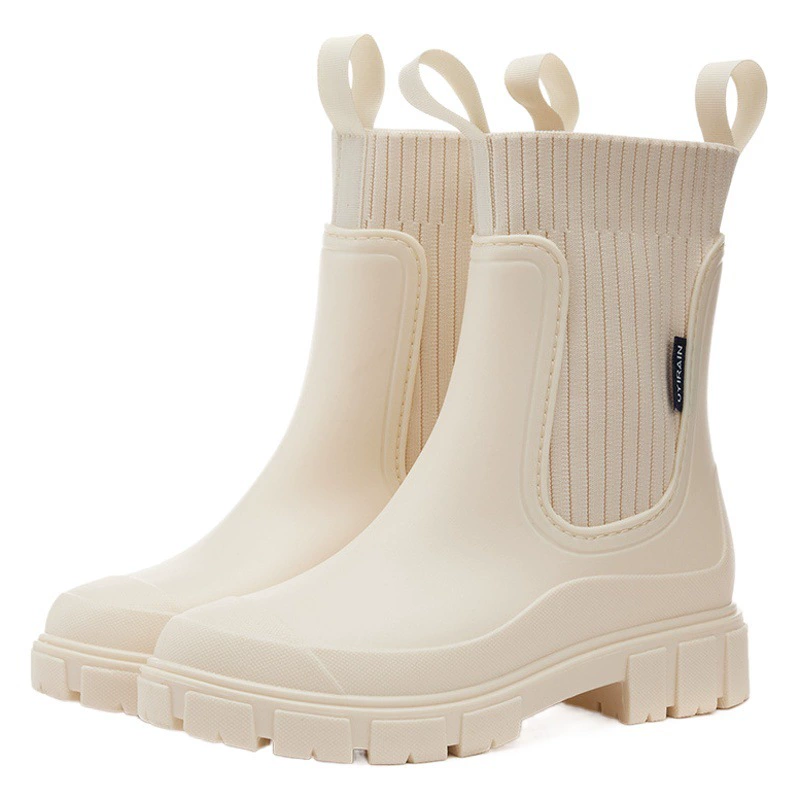 Резиновые женские новые резиновые сапоги среднего и низкого уровня дождевые сапоги Челси водонепроницаемый нескользящий дождь на открытом воздухе можно носить средние сапоги