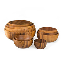 相思木碗日式木盆木质餐具家用和面盆水果盘沙拉碗整木汤碗木制钵