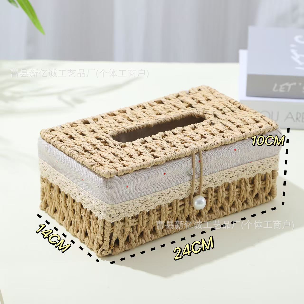 Caja de toallas tejida a mano inswind nuevo estilo caja de dibujo de papel rojo en línea sala de estar caja de papel de alto grado viento pastoral