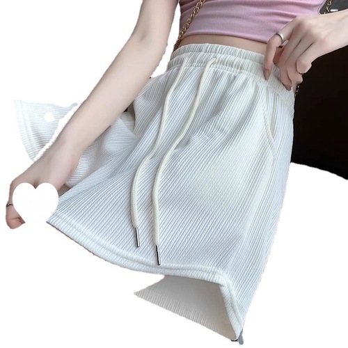 Sports shorts for girls ice silk women's summer thin Korean style high-waisted loose versatile casual a-line wide-leg hot pants