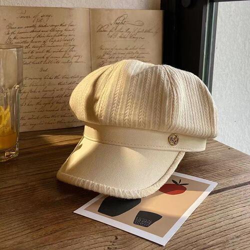Duckbill Beanie Hat for Women - Winter Thicken Round Face Slimming Street Fashion Trendy Casual Retro Hong Kong Style British Octagonal Hat