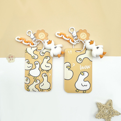 Anti-lost, durable, cute duck cartoon card holder, student school badge, nameplate protective cover, ID card holder, card holder