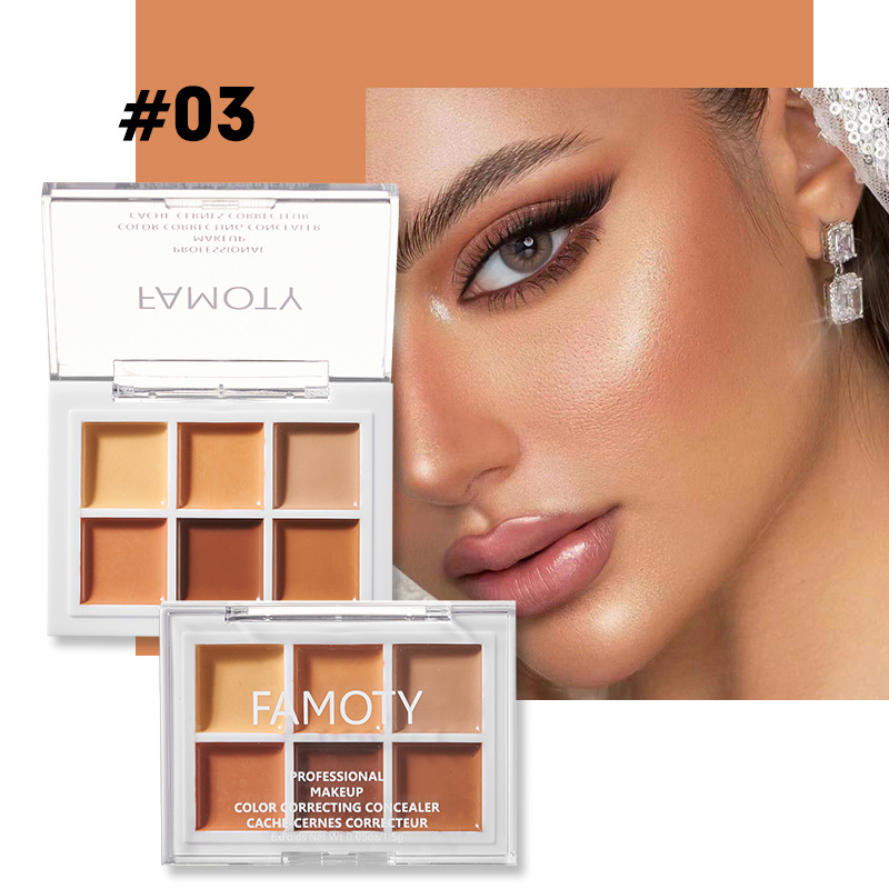 FAMOTY6 Color Concealer hellt die Hautfarbe auf und fixiert dreidimensionalen Concealer, feuchtigkeitsspendender und feuchtigkeitsspendender Service zum Abdecken von Akne-Print-Farb-Cro_voghion.com