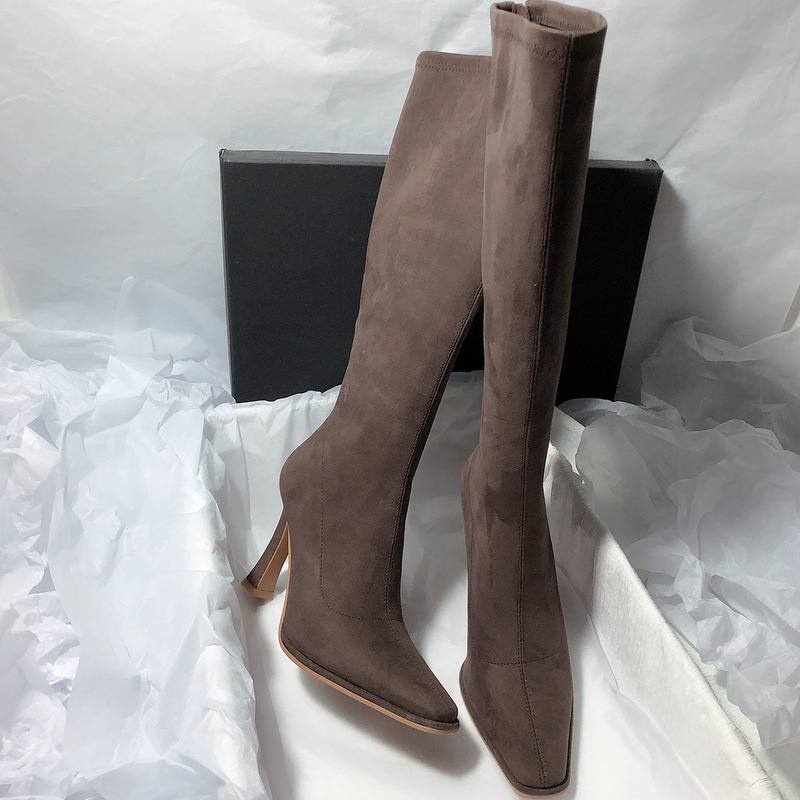 New Senyu Haixiang 2025 New Style Pointed Toe Elastic Slim High Boots Korean Style Elegant Stiletto Over-The-Knee Boots