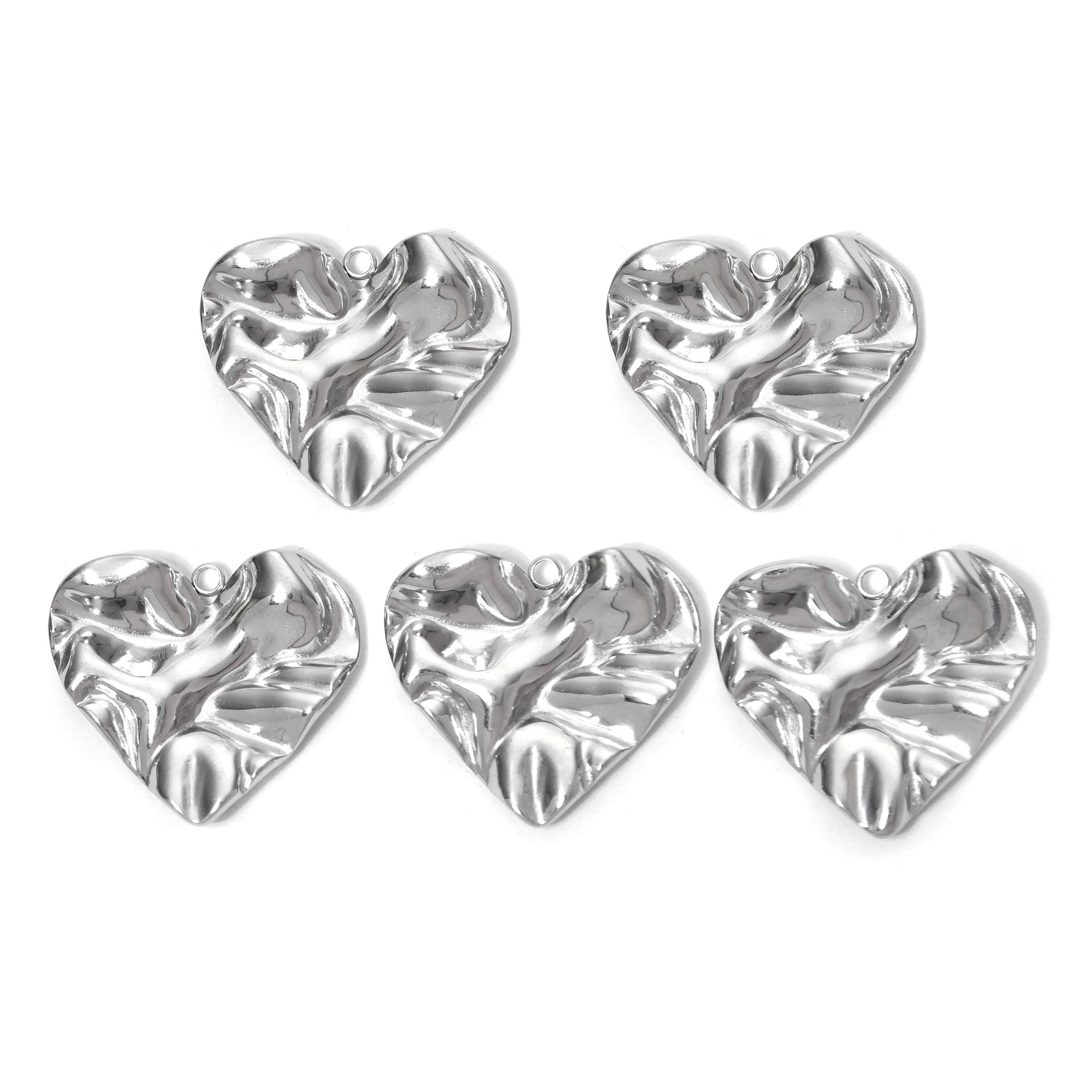 All Seasons Season Plating Design 5 PCS/Package 304 Stainless Steel Heart Shape Pendant
