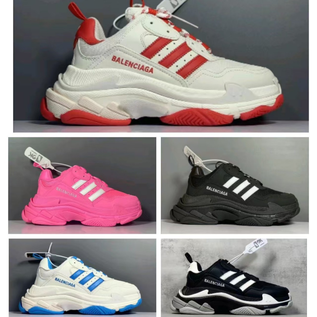 Paris Generation co-branded three-stripe dad shoes, vintage trendy versatile sneakers, unisex casual shoes