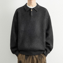 千重洋-翻领毛衣男秋季新款美式潮牌宽松百搭套头针织外套上衣