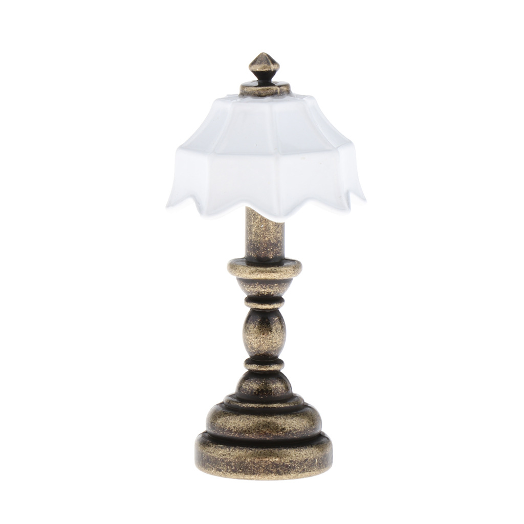 1:12 Dollhouse mini modelo escena OB11 props metal Tiffany lámpara de mesa lámpara de noche