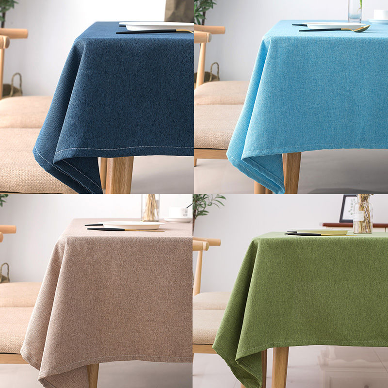 Solid Color Tablecloth Cotton and Linen Style Ins New Chinese Style Rectangular Dining Table Fabric Coffee Table Mat Dustproof Cover Towel Stall Cloth