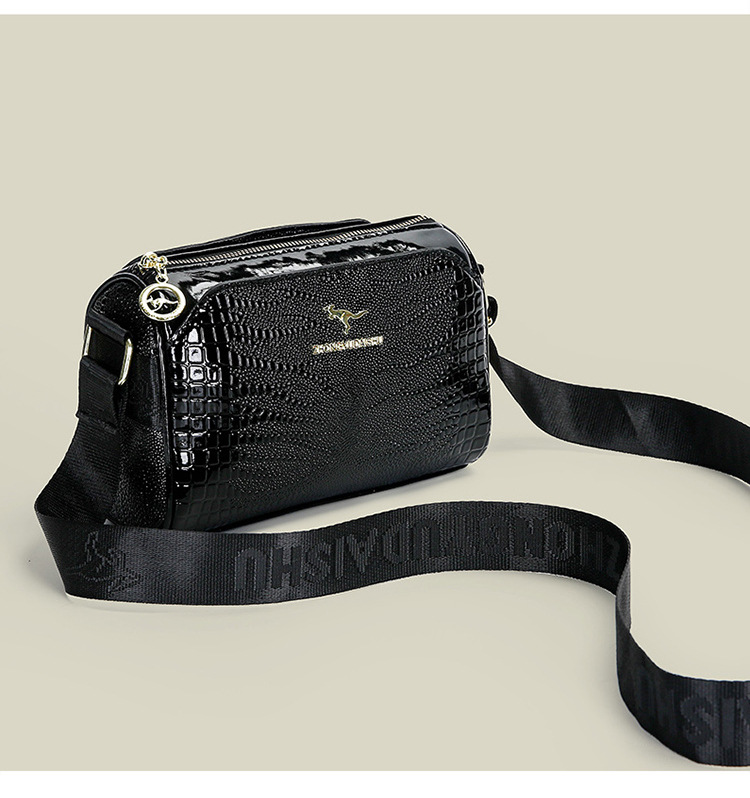 Borsa a tracolla multistrato transfrontaliera con motivo coccodrillo, cuscino Boston lucido, unica e alla moda, versatile, da portare a spalla_voghion.com