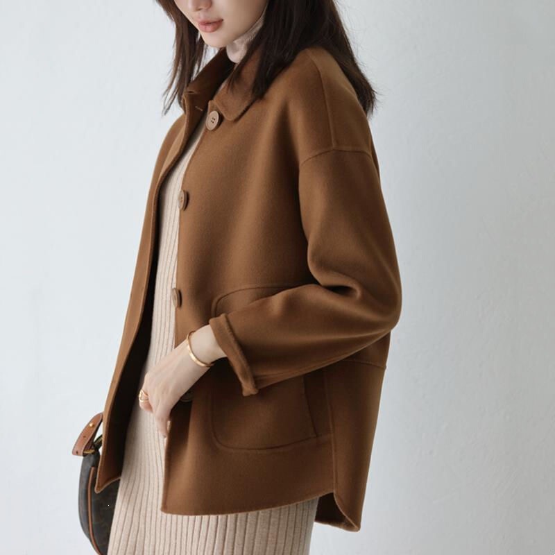 Women's Short Woolen Coat 2022 New Autumn and Winter Versatile Loose Casual Woolen Jacket for Petite Women