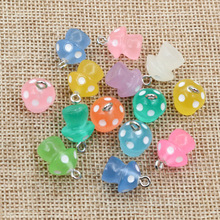 混色树脂蘑菇吊坠挂件DIY饰品配件钥匙扣项链材料15x11.5mm 1g