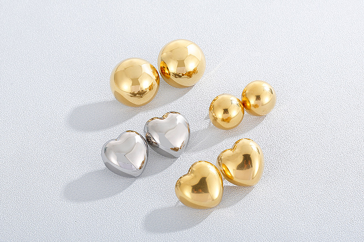 European and American Heart Necklace Semicircle Earrings Electroplating Rhinestone Stainless Steel J